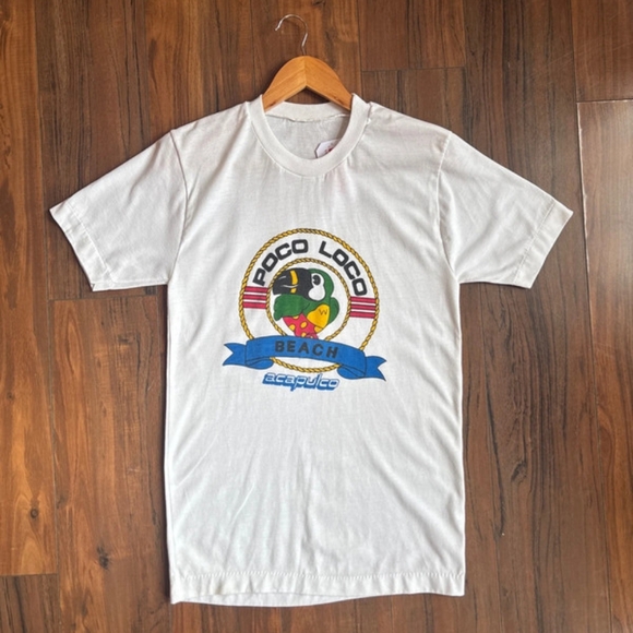 Vintage Other - Vintage single stitch white ‘poco loco beach’ tee